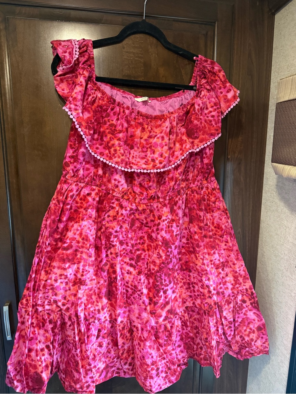 Terra & Sky Pink & Magenta Ruffled Off-Shoulder Dress